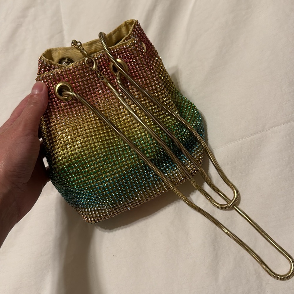 Multicolor Drawstring Crystal Beaded Bag - image 6